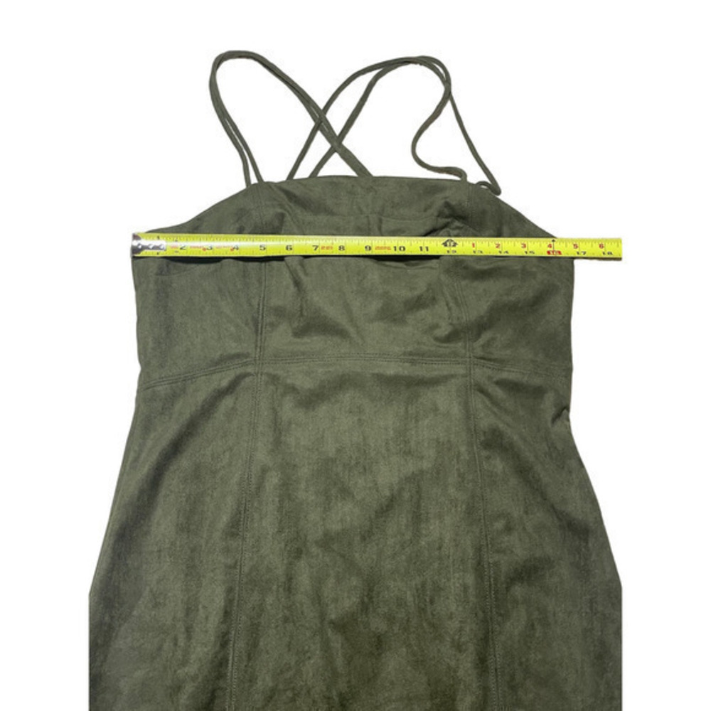 Anthropologie Faux Suede Midi Slip Dress Size 10 Moss Green NWT - Picture 5 of 11